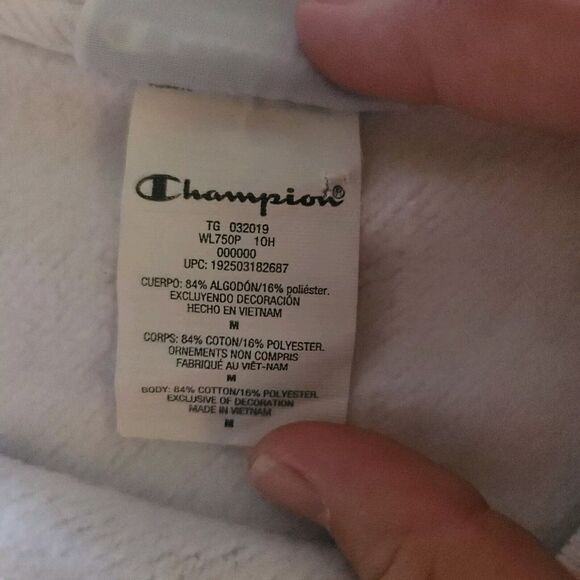 Champion Reverse Weave White Logo Long Sleeve Sweatshirt Womens Size M - Picture 6 of 8